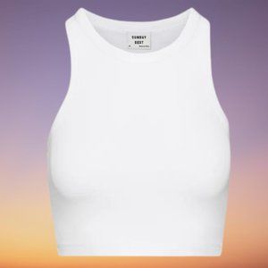 Aritzia Sunday Best • Honor Tank • Cropped White Racerback Tank • Size Small